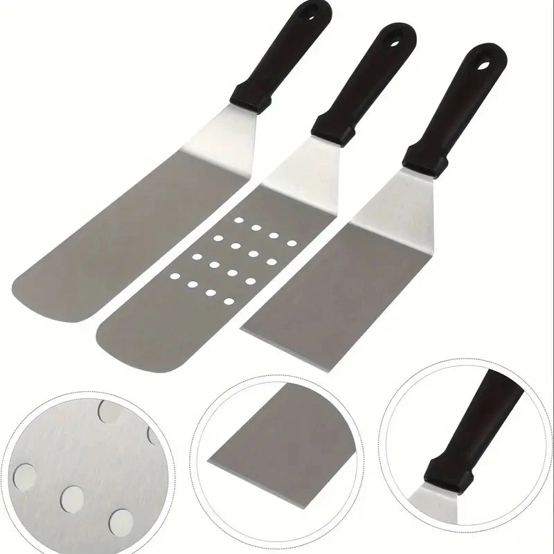 Kit 3 Utensílios Churrasco - Aço Inox com Cabo Térmico