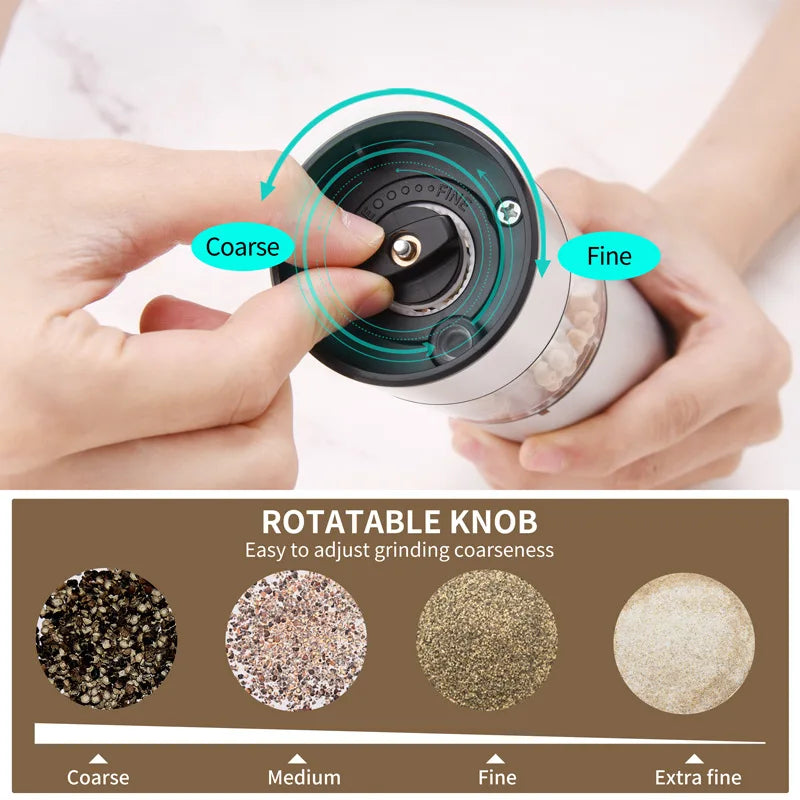 Moedor Elétrico de Pimenta e Sal - Recarregável USB Ajustável