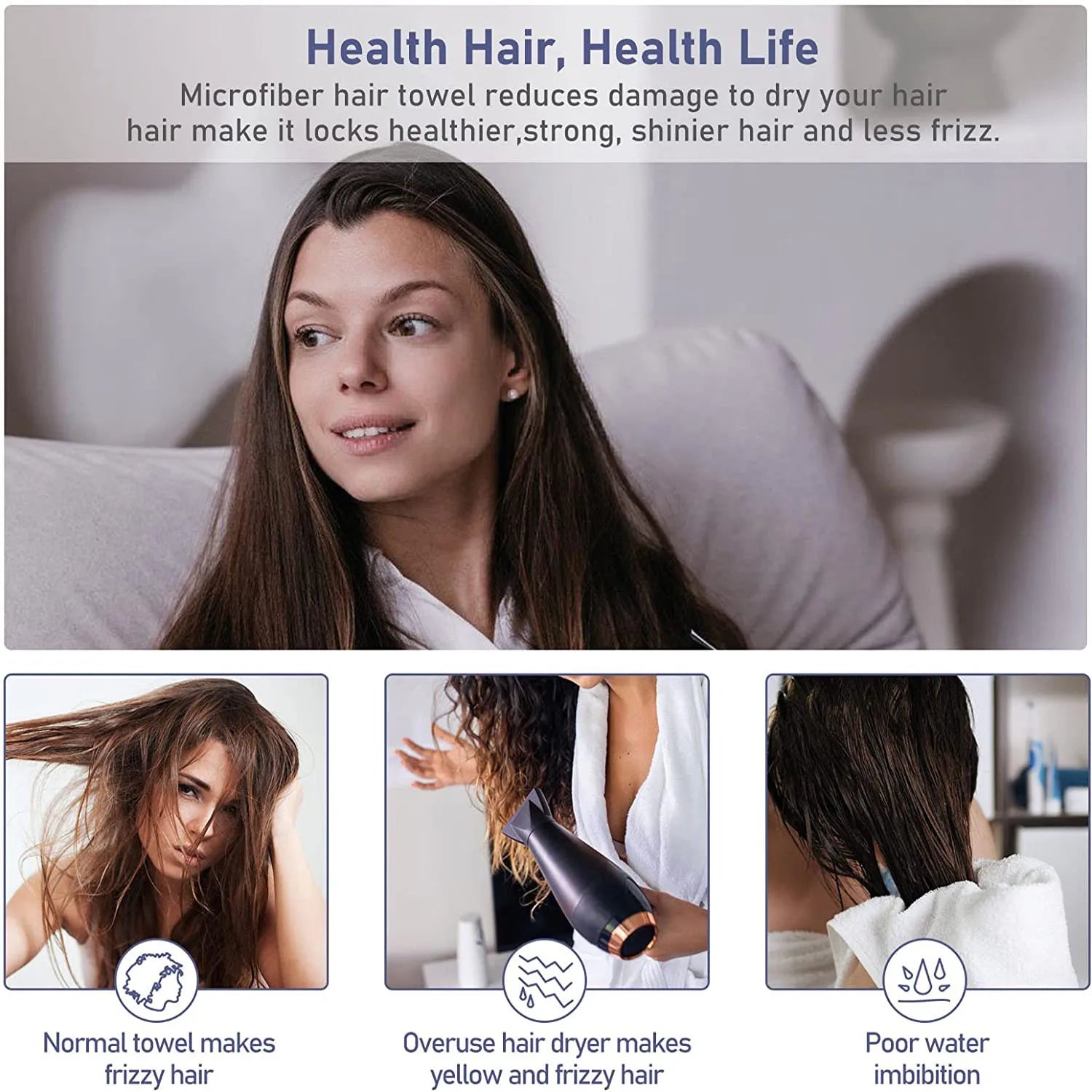 Toalha de Cabelo em Microfibra - Antifrizz