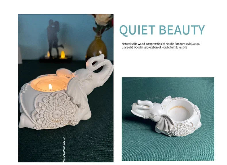 Porta-Vela Decorativo Elefante - De Poliresina