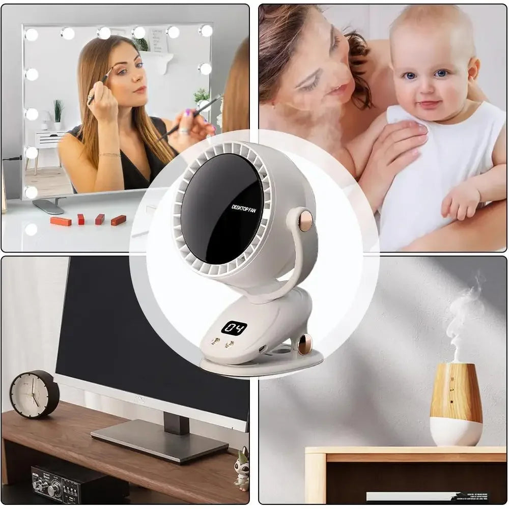 Ventilador Portátil USB Silencioso - Sem Fio de 6 Velocidades