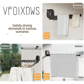 Varal Retrátil de Parede em Alumínio - Dobrável 360º Sem Furo