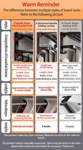 Toalheiro de Parede Dobrável em Alumínio - com Gancho
