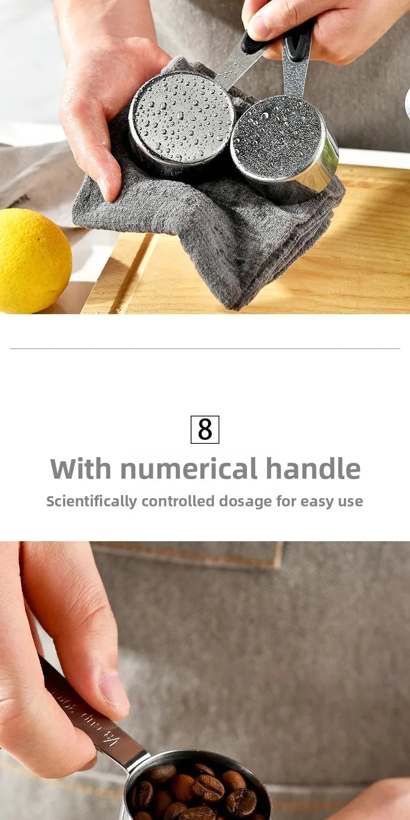 Kit 10 Medidores de Aço Inox - Copos e Colheres