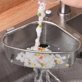 Cesto Triangular para Pia - De Aço Inoxidável para Resíduos
