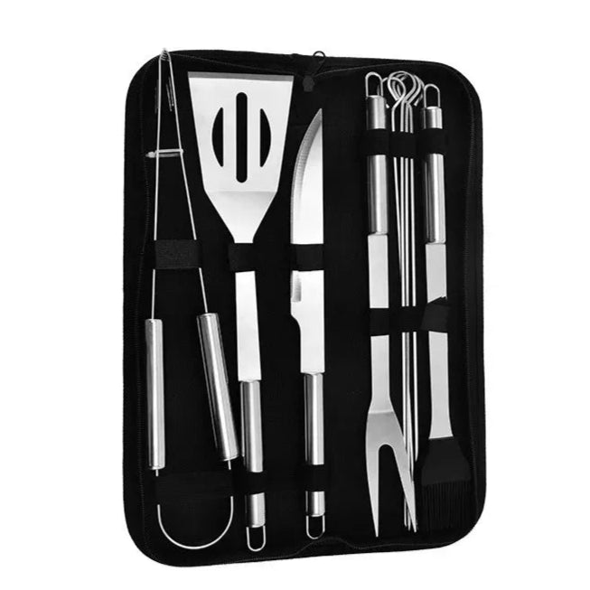 Kit Churrasco Portátil - Utensílios de Aço Inox