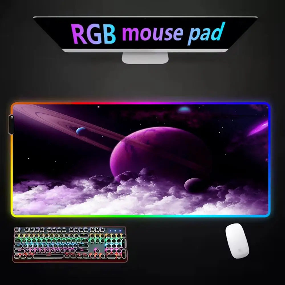 Mousepad Via Láctea Gamer - Em Microfibra com LED RGB