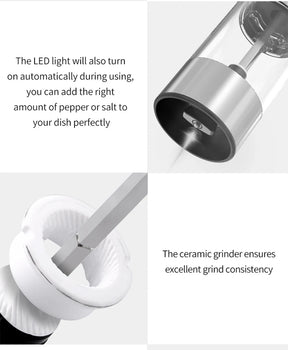Moedor Elétrico de Pimenta e Sal - Recarregável USB Ajustável