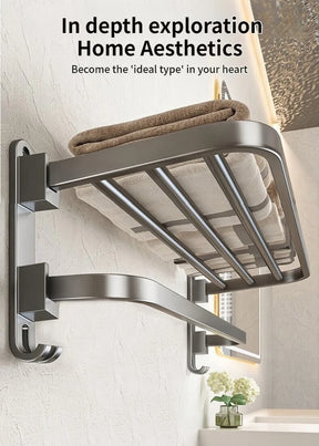 Toalheiro de Parede Dobrável em Alumínio - com Gancho