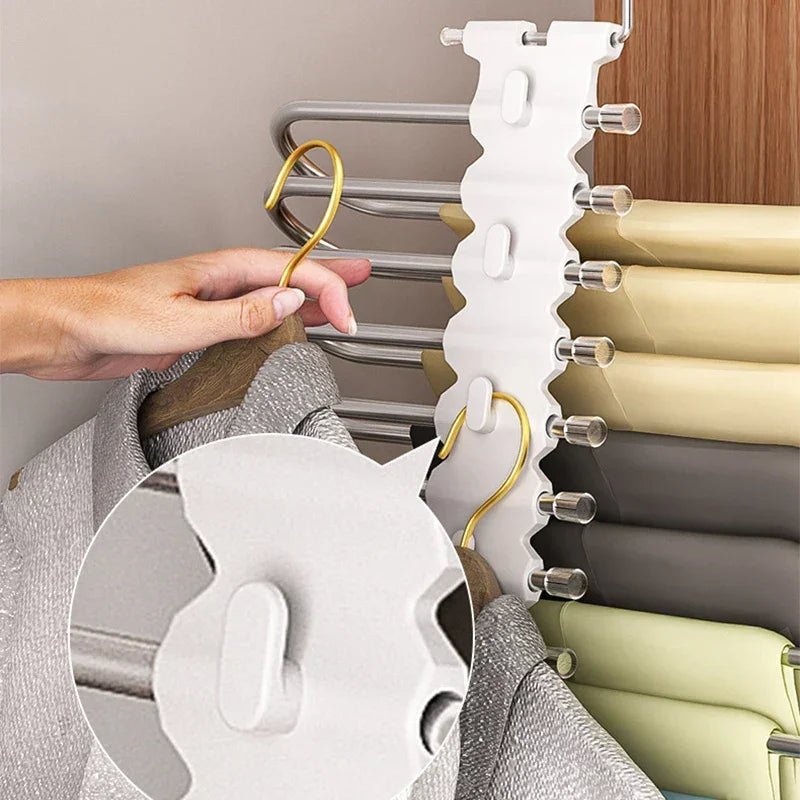 Organizador de cabides multiuso ajustável para armário com roupas penduradas