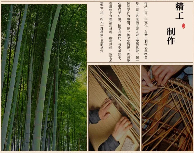 Luminária Pendente Estilo Japonês - Artesanal de Bambu e Madeira