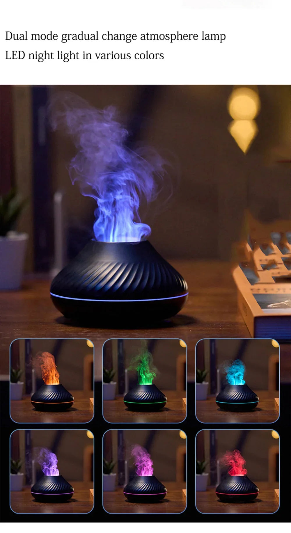 Aromatizador de Ambiente Chama LED - Com Luzes Coloridas e Nebulização