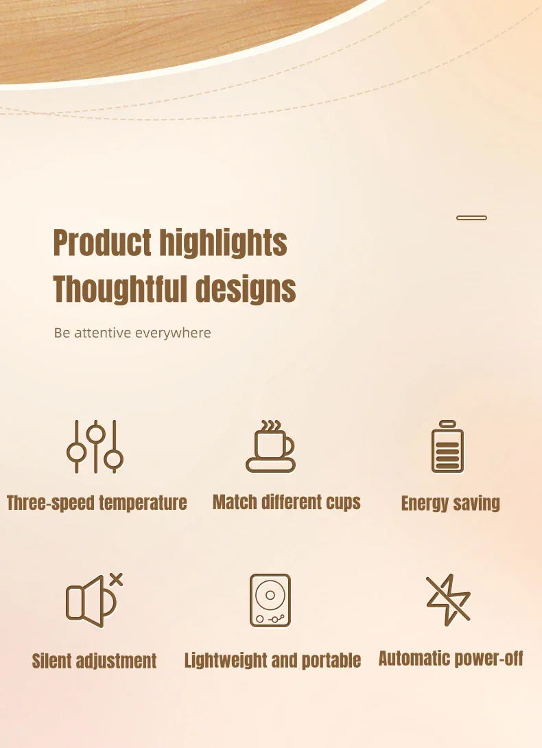 Aquecedor Elétrico de Xícaras - Com 3 Níveis de Temperatura e LED