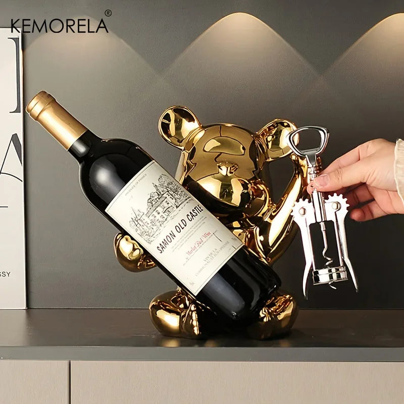 Suporte para Vinhos Divertido - Em Cerâmica com Abridor Integrado