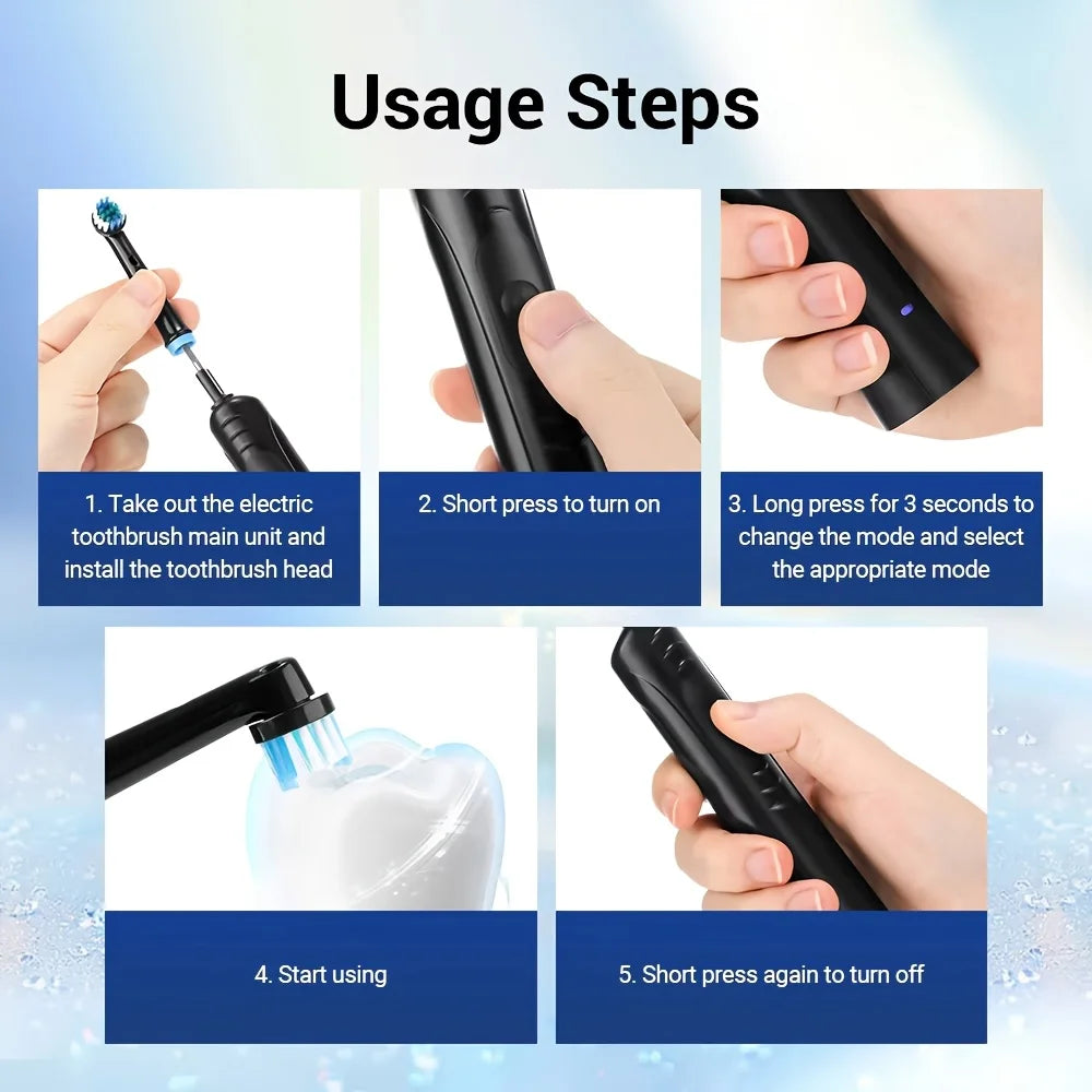 Escova de Dentes Elétrica Rotativa 3D - 5 Modos