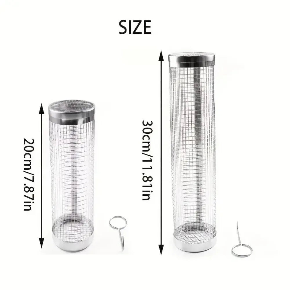 Grelha Cilíndrica Portátil - De Aço Inox para Churrasco