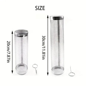 Grelha Cilíndrica Portátil - De Aço Inox para Churrasco