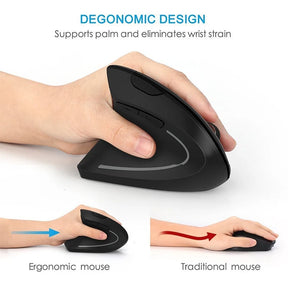 Mouse Vertical Ergonômico Recarregável - Bluetooth e 2,4GHz
