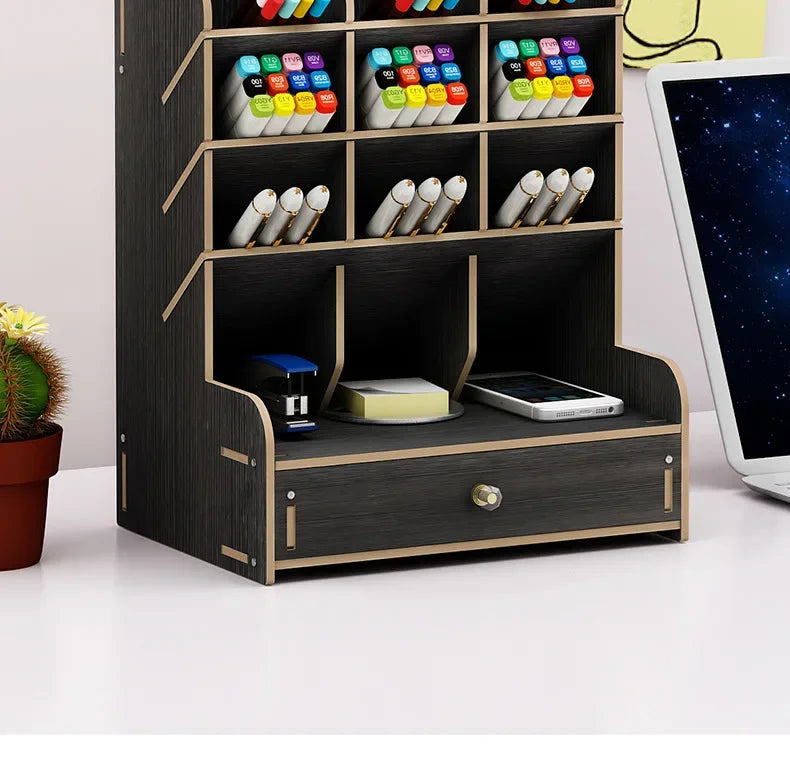 Organizador de Mesa em Madeira Ecológica - Design Nórdico