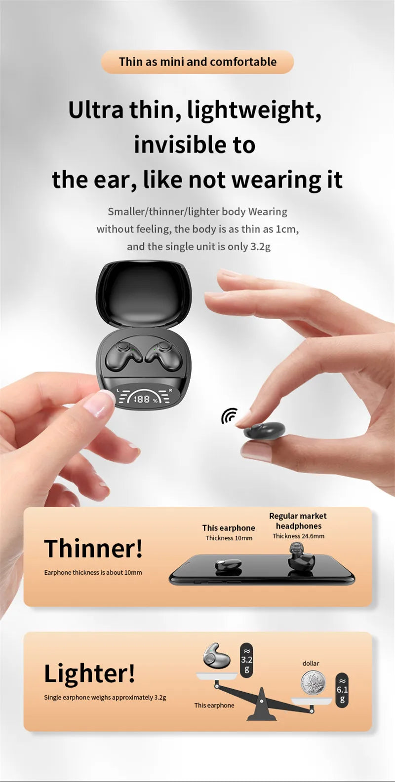 Fone Bluetooth 5.1 Intra-Auricular - Anti-Ruído e Anti-umidade