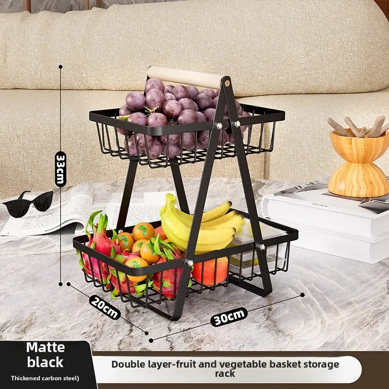 Cesta Organizadora de Frutas Empilhável em Aço Carbono - Design de Mesa