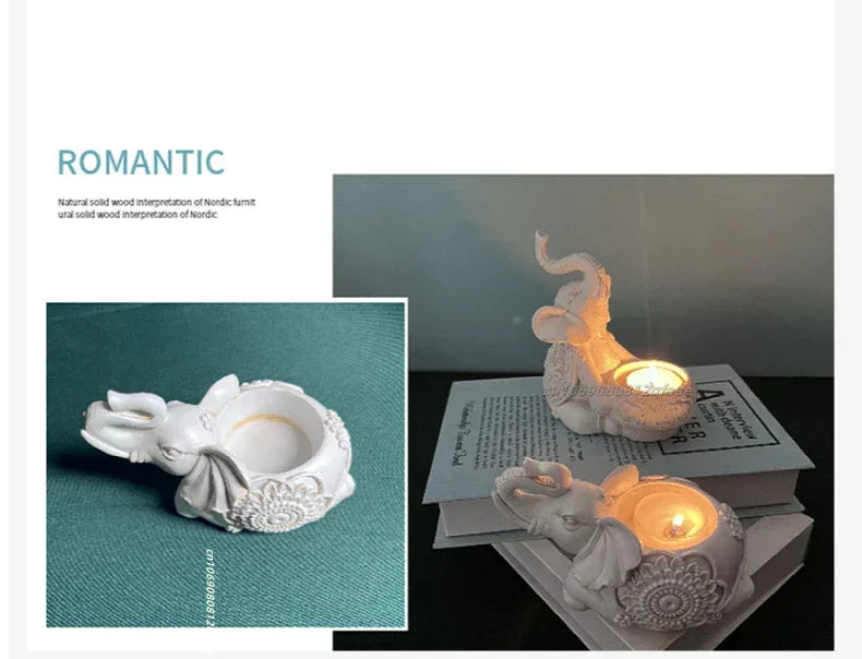 Porta-Vela Decorativo Elefante - De Poliresina