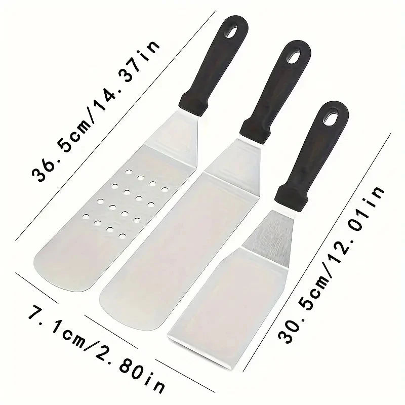 Kit 3 Utensílios Churrasco - Aço Inox com Cabo Térmico