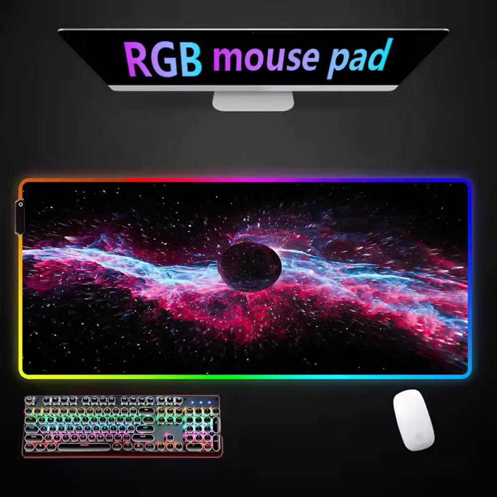 Mousepad Via Láctea Gamer - Em Microfibra com LED RGB