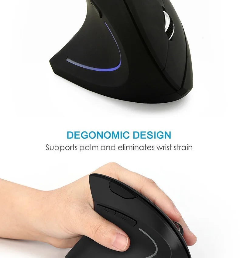 Mouse Vertical Ergonômico Recarregável - Bluetooth e 2,4GHz