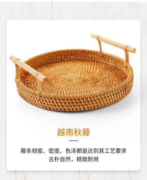 Cesta Artesanal em Vime Natural - Pães e Frutas