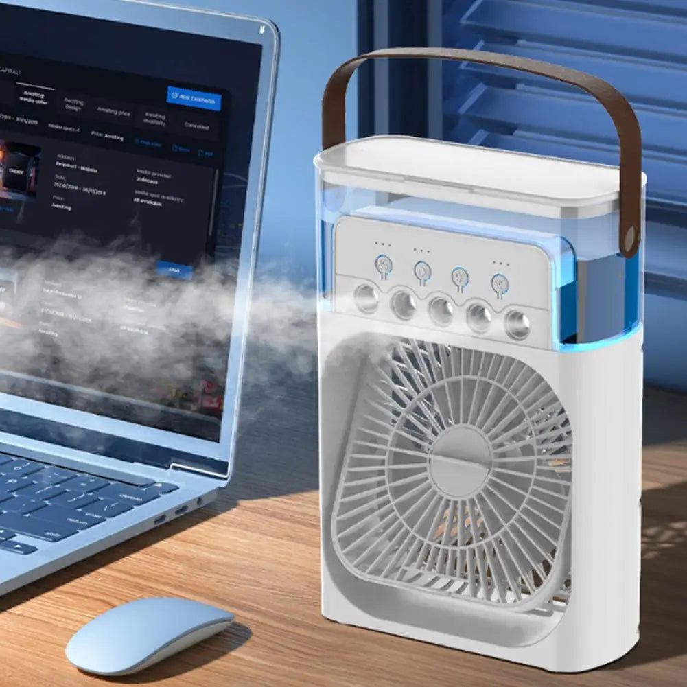 Climatizador Portátil 3 em 1 — Frescor Inteligente com USB-C