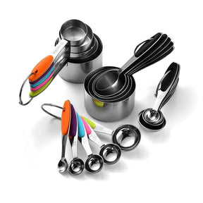 Kit 10 Medidores de Aço Inox - Copos e Colheres