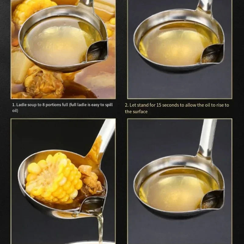 Colher de Sopa com Filtro - Em Aço Inoxidável para Óleo