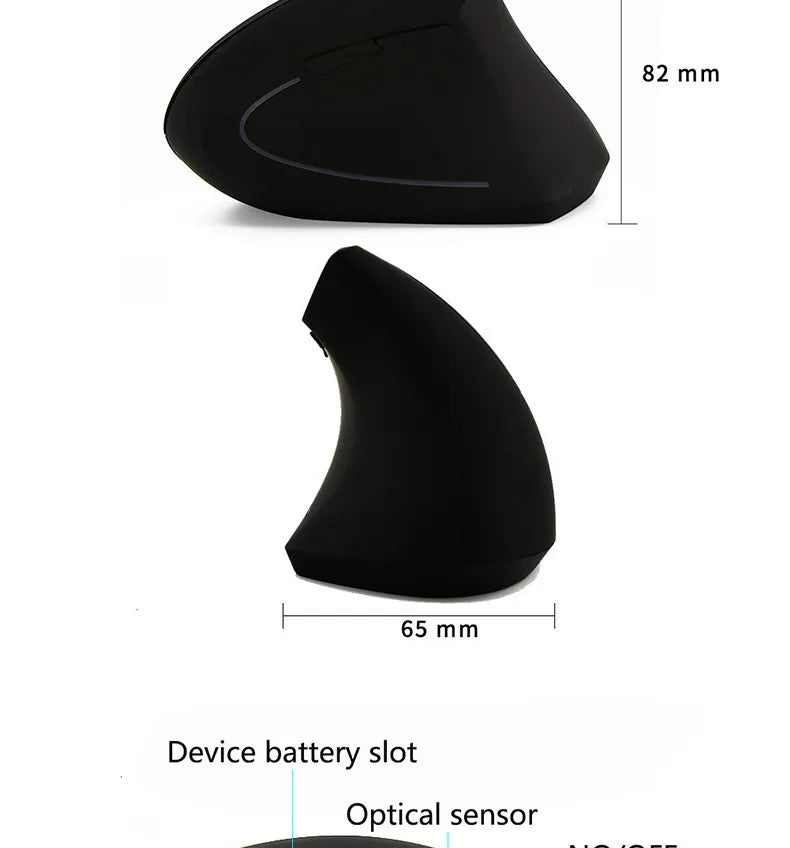 Mouse Vertical Ergonômico Recarregável - Bluetooth e 2,4GHz