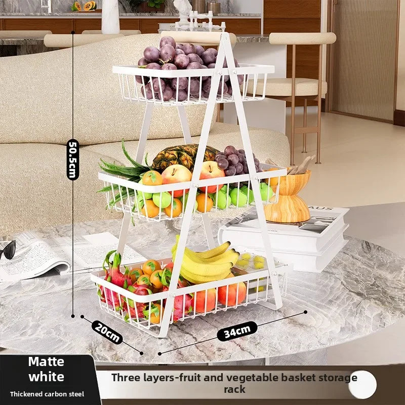 Cesta Organizadora de Frutas Empilhável em Aço Carbono - Design de Mesa