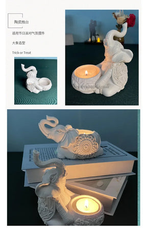 Porta-Vela Decorativo Elefante - De Poliresina