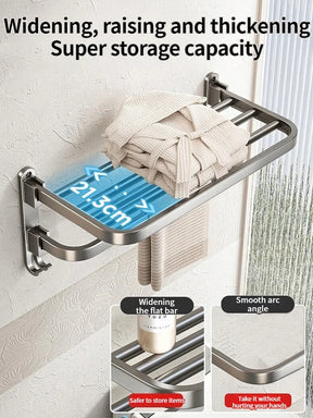 Toalheiro de Parede Dobrável em Alumínio - com Gancho