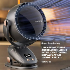 Ventilador Portátil USB Silencioso - Sem Fio de 6 Velocidades