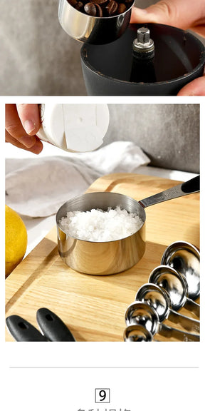 Kit 10 Medidores de Aço Inox - Copos e Colheres