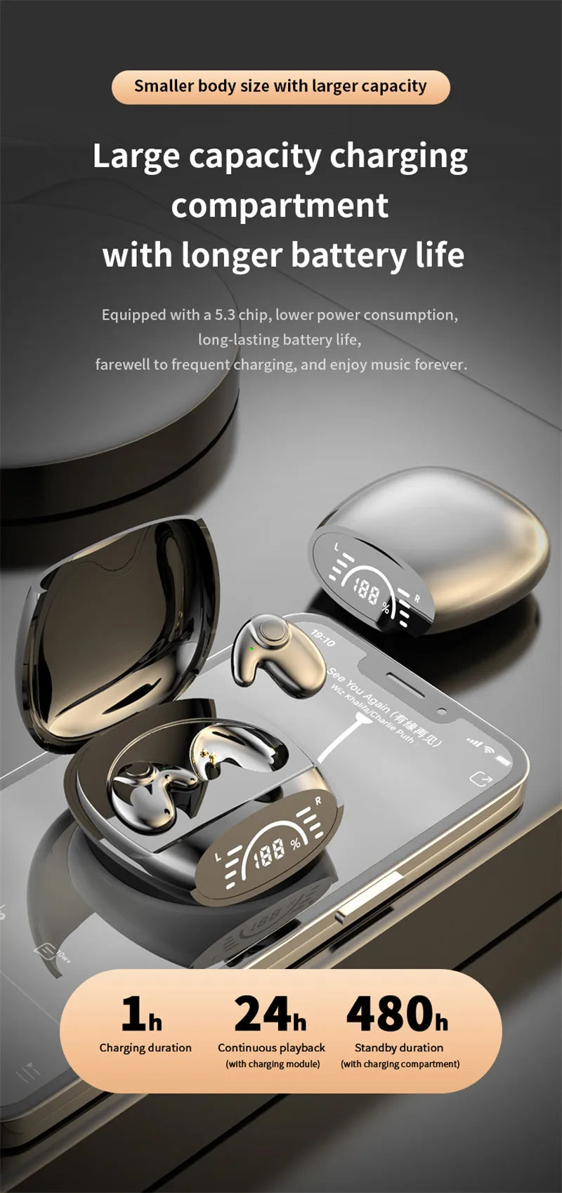 Fone Bluetooth 5.1 Intra-Auricular - Anti-Ruído e Anti-umidade