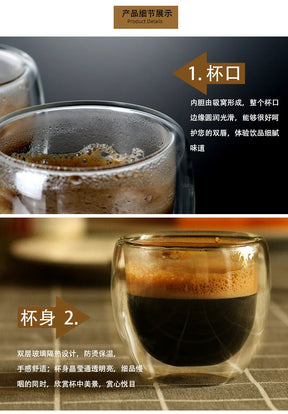 Copo de Vidro Camada Dupla - Isolamento Térmico para Café e Chá