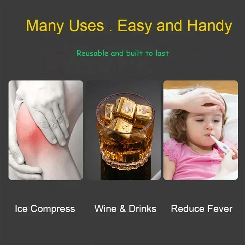 Cubos de Gelo Reutilizáveis - De Aço Inox 304 para Uísque