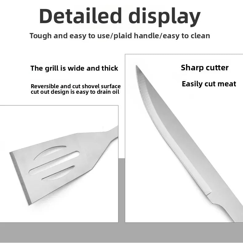 Kit Churrasco Portátil - Utensílios de Aço Inox