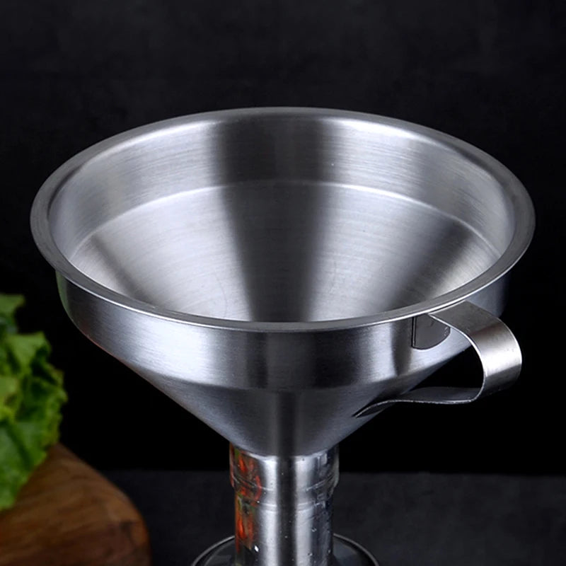 Funil de Aço Inox 304 - Com Filtro para Líquidos e Pós
