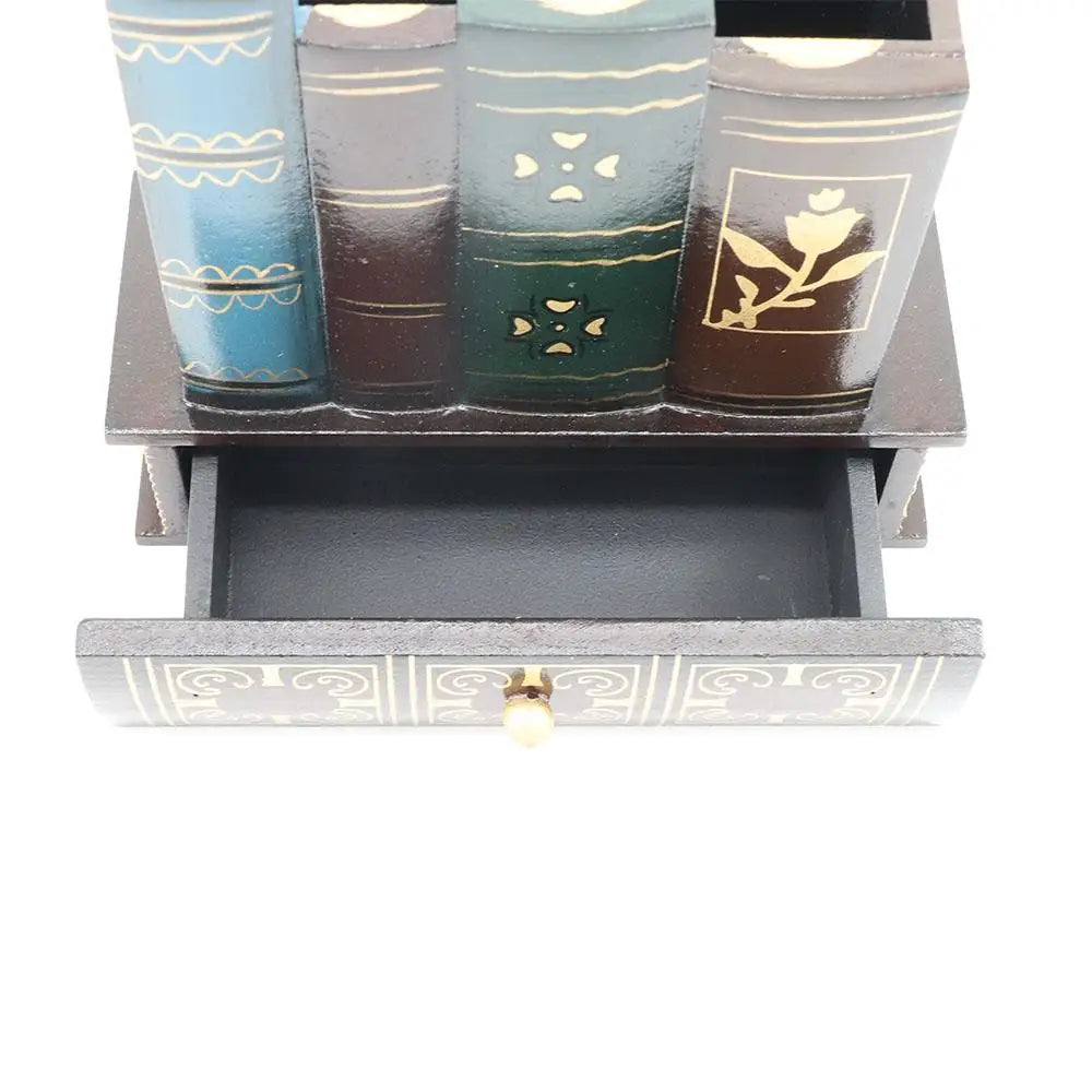 Porta-Canetas de Madeira - Estilo Retrô Organizador de Mesa