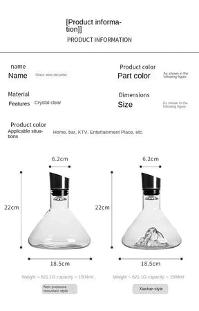 Decantador de Vinho em Cascata - De Cristal e Sem Chumbo