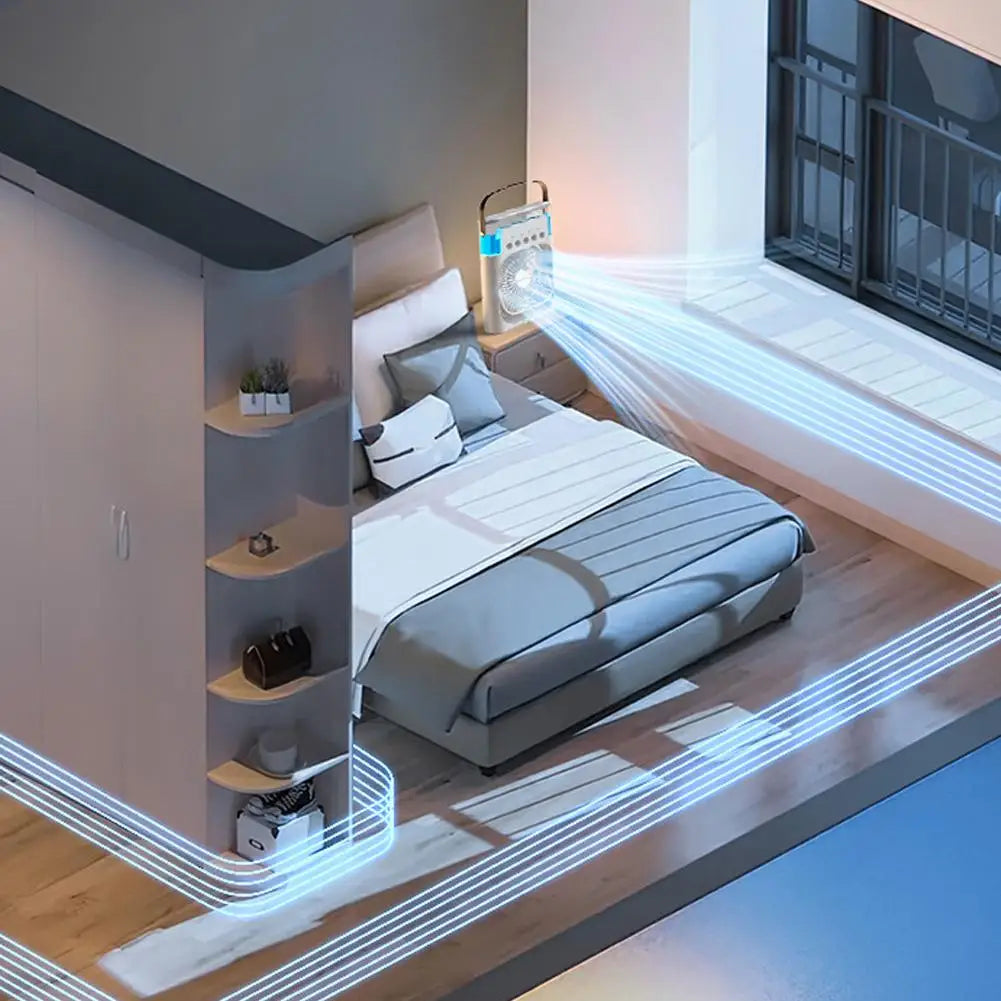 Climatizador Portátil 3 em 1 — Frescor Inteligente com USB-C