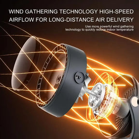 Ventilador Portátil USB Silencioso - Sem Fio de 6 Velocidades