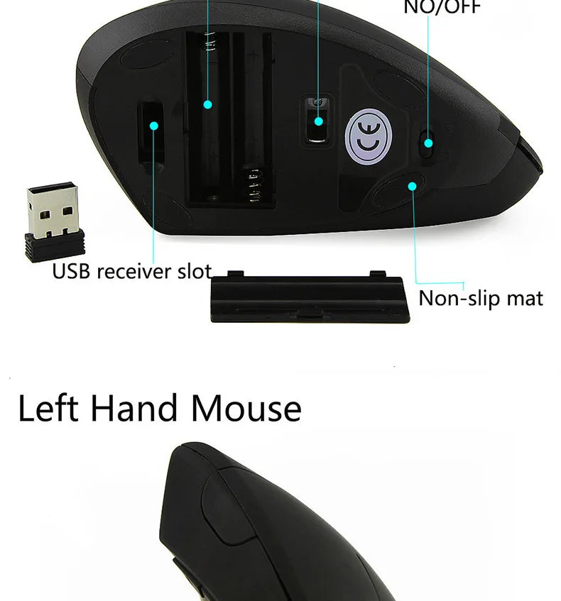 Mouse Vertical Ergonômico Recarregável - Bluetooth e 2,4GHz