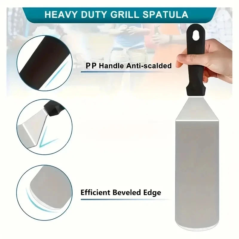 Kit 3 Utensílios Churrasco - Aço Inox com Cabo Térmico